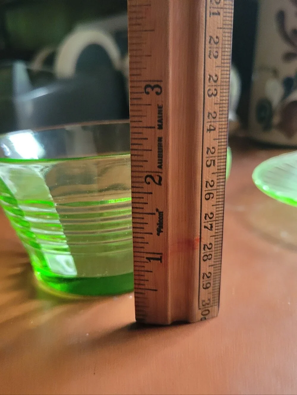 Uranium Glass Vintage Tea Cup Saucer Set Green Depression Glass